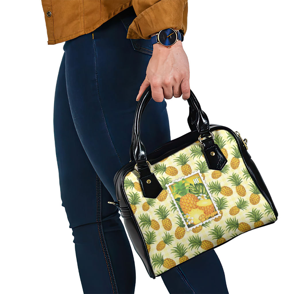 Aloha Hawaii Hala Kahiki Palaka Motifs Shoulder Handbag Hawaiian Pineapple Stylized Stamp LT14 - Polynesian Pride
