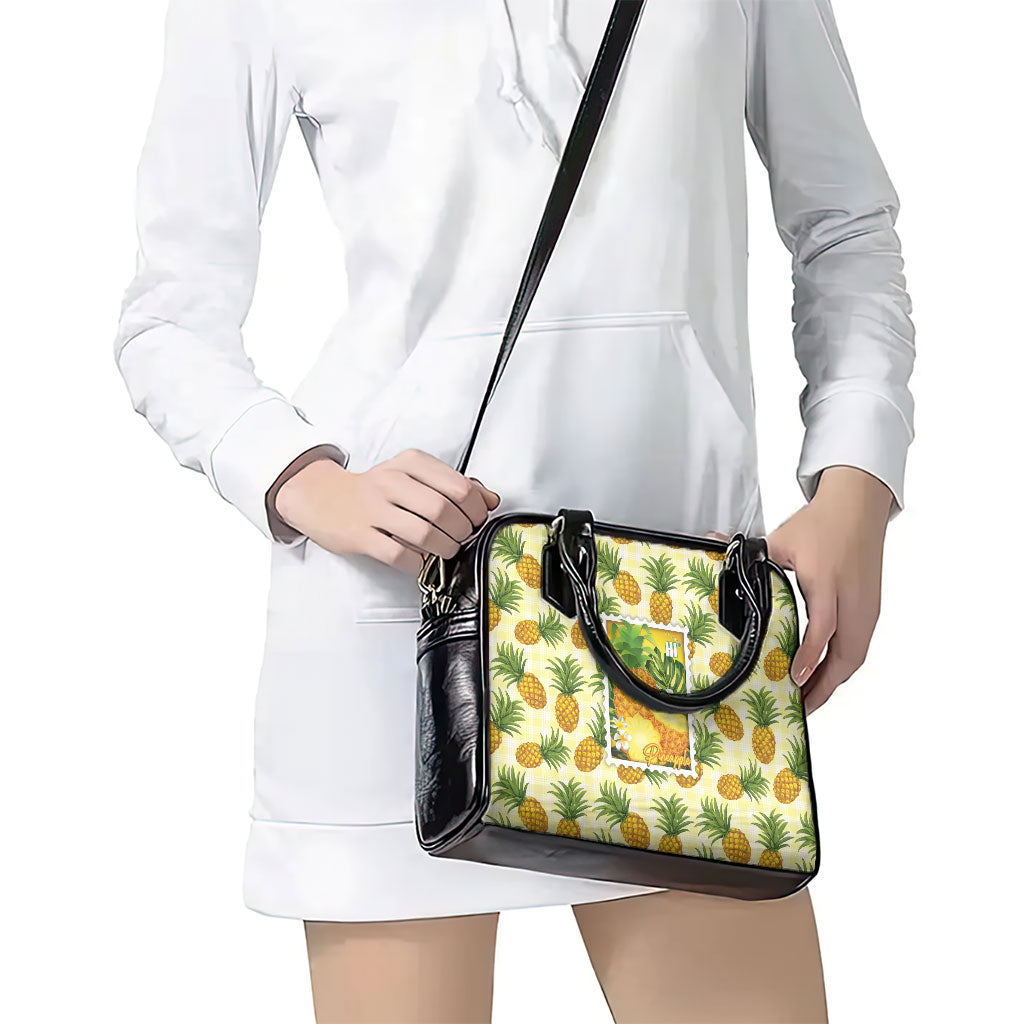 Aloha Hawaii Hala Kahiki Palaka Motifs Shoulder Handbag Hawaiian Pineapple Stylized Stamp LT14 - Polynesian Pride