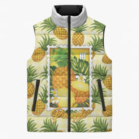 Aloha Hawaii Hala Kahiki Palaka Motifs Sleeveless Puffer Jacket Hawaiian Pineapple Stylized Stamp LT14 Unisex Yellow - Polynesian Pride