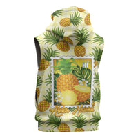 Aloha Hawaii Hala Kahiki Palaka Motifs Sleeveless Zip Hoodie Hawaiian Pineapple Stylized Stamp LT14 - Polynesian Pride