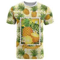Aloha Hawaii Hala Kahiki Palaka Motifs T Shirt Hawaiian Pineapple Stylized Stamp LT14 Yellow - Polynesian Pride