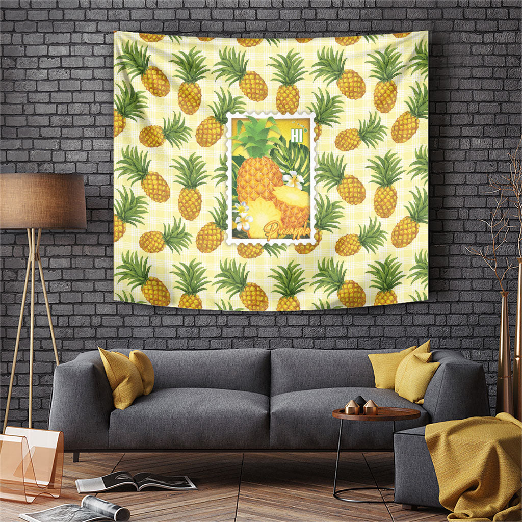 Aloha Hawaii Hala Kahiki Palaka Motifs Tapestry Hawaiian Pineapple Stylized Stamp