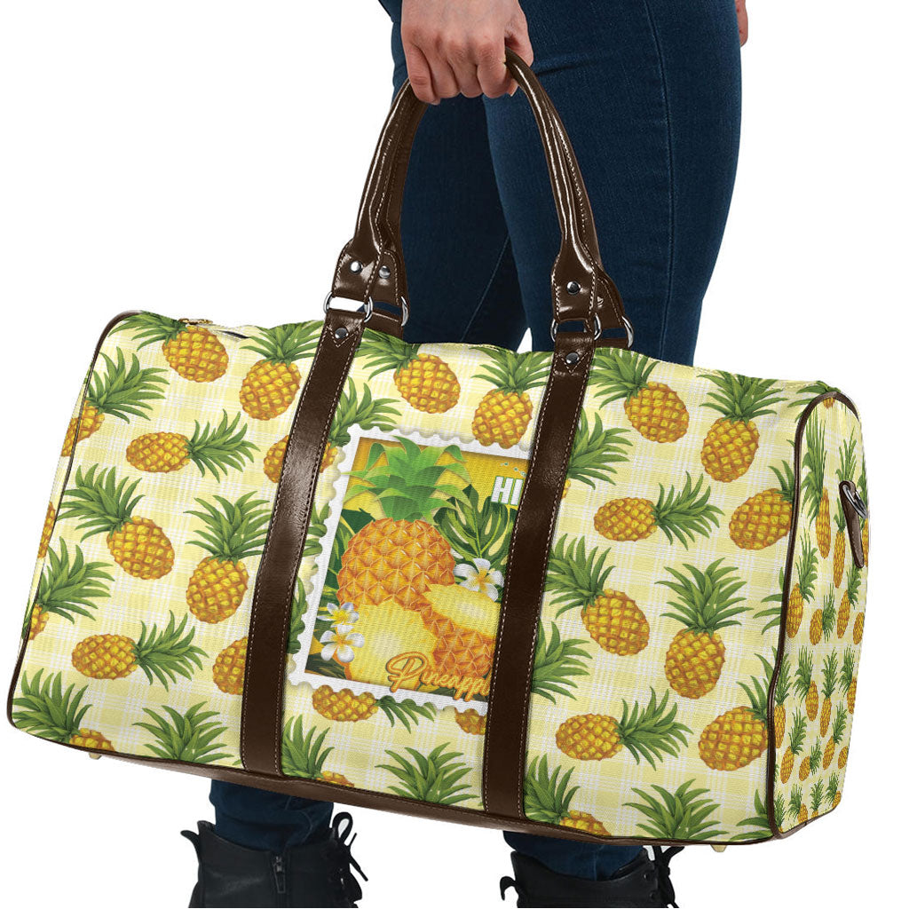 Aloha Hawaii Hala Kahiki Palaka Motifs Travel Bag Hawaiian Pineapple Stylized Stamp LT14 - Polynesian Pride