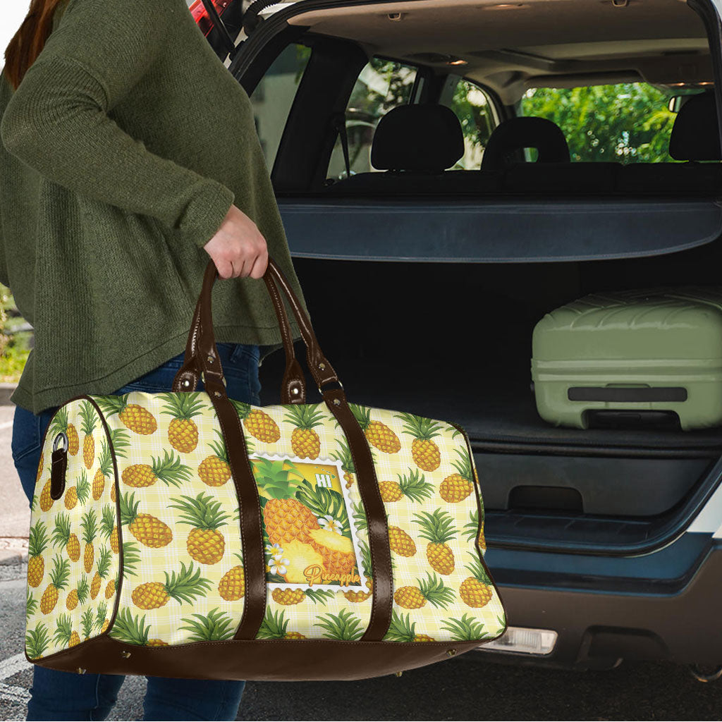 Aloha Hawaii Hala Kahiki Palaka Motifs Travel Bag Hawaiian Pineapple Stylized Stamp LT14 - Polynesian Pride