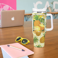 Aloha Hawaii Hala Kahiki Palaka Motifs Tumbler With Handle Hawaiian Pineapple Stylized Stamp LT14 - Polynesian Pride