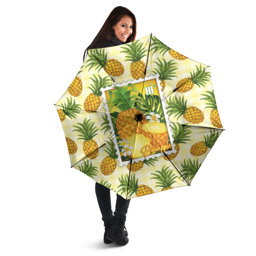 Aloha Hawaii Hala Kahiki Palaka Motifs Umbrella Hawaiian Pineapple Stylized Stamp LT14 - Polynesian Pride
