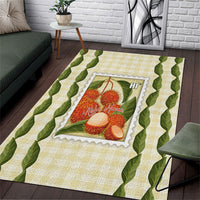 Aloha Hawaii Rambutan Palaka Motifs Area Rug Hawaiian Fruit Stylized Stamp LT14 Yellow - Polynesian Pride