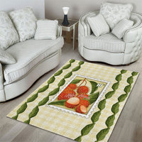 Aloha Hawaii Rambutan Palaka Motifs Area Rug Hawaiian Fruit Stylized Stamp LT14 - Polynesian Pride