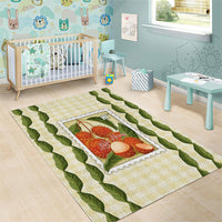 Aloha Hawaii Rambutan Palaka Motifs Area Rug Hawaiian Fruit Stylized Stamp LT14 - Polynesian Pride