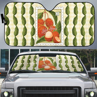 Aloha Hawaii Rambutan Palaka Motifs Auto Sun Shade Hawaiian Fruit Stylized Stamp LT14 Yellow - Polynesian Pride