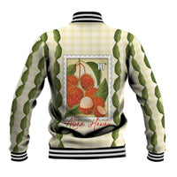 Aloha Hawaii Rambutan Palaka Motifs Baseball Jacket Hawaiian Fruit Stylized Stamp LT14 - Polynesian Pride