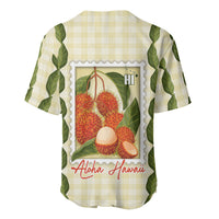 Aloha Hawaii Rambutan Palaka Motifs Baseball Jersey Hawaiian Fruit Stylized Stamp LT14 - Polynesian Pride