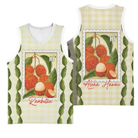 Aloha Hawaii Rambutan Palaka Motifs Basketball Jersey Hawaiian Fruit Stylized Stamp LT14 - Polynesian Pride