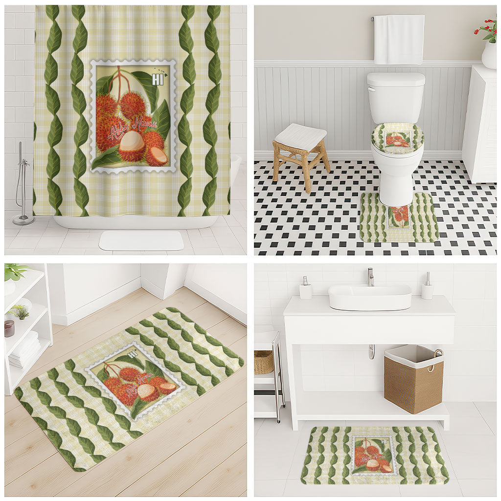 Aloha Hawaii Rambutan Palaka Motifs Bathroom Set Hawaiian Fruit Stylized Stamp LT14 - Polynesian Pride