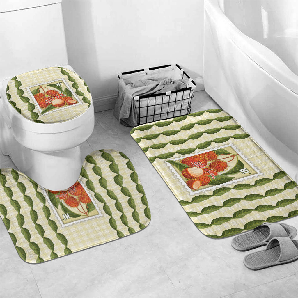 Aloha Hawaii Rambutan Palaka Motifs Bathroom Set Hawaiian Fruit Stylized Stamp LT14 Mat Set Only (3 pcs) One Size Yellow - Polynesian Pride