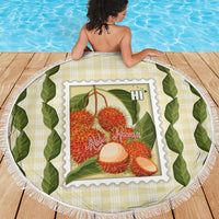 Aloha Hawaii Rambutan Palaka Motifs Beach Blanket Hawaiian Fruit Stylized Stamp LT14 - Polynesian Pride