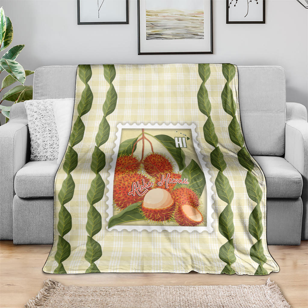 Aloha Hawaii Rambutan Palaka Motifs Blanket Hawaiian Fruit Stylized Stamp LT14 - Polynesian Pride