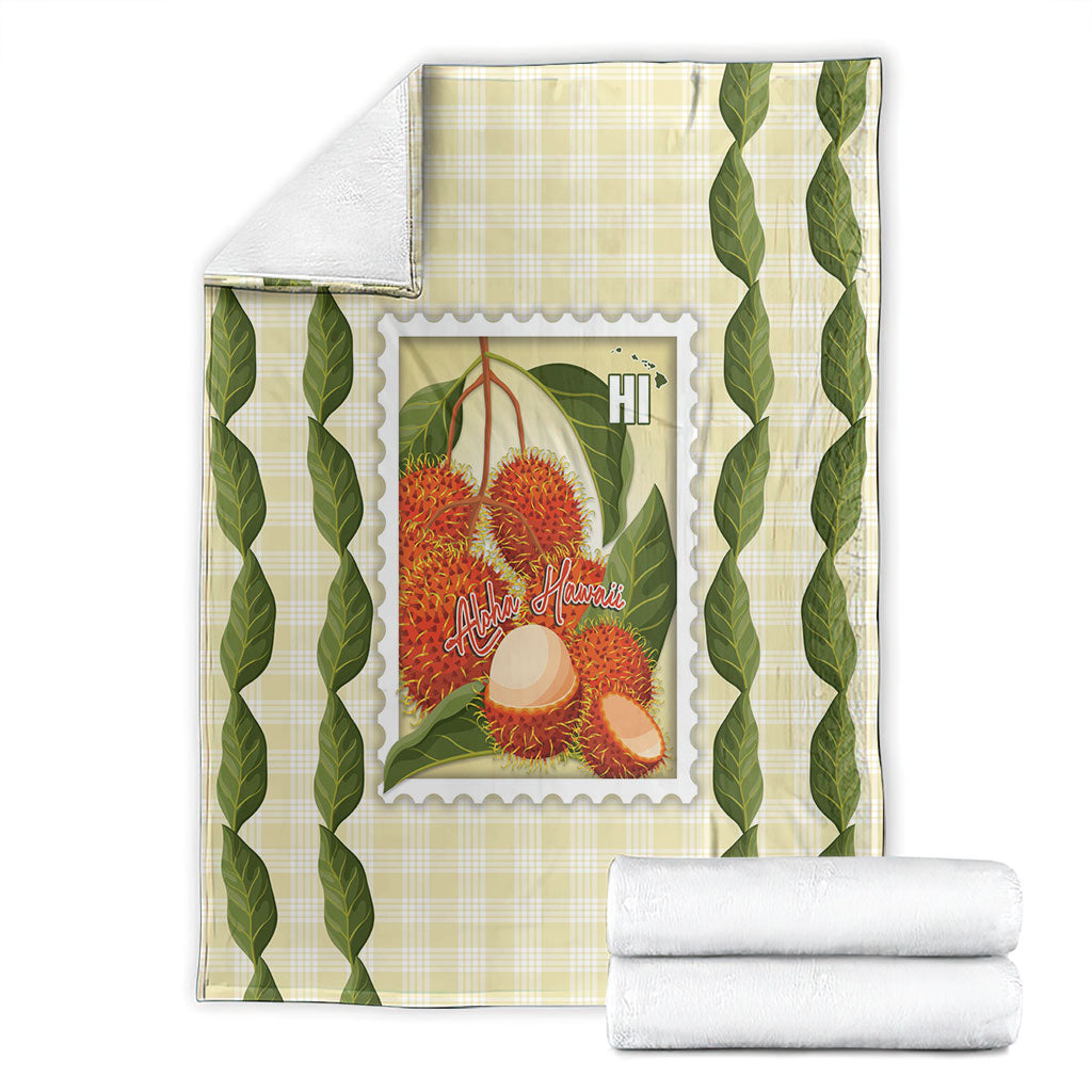 Aloha Hawaii Rambutan Palaka Motifs Blanket Hawaiian Fruit Stylized Stamp LT14 - Polynesian Pride