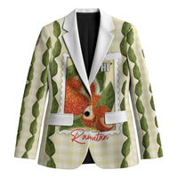 Aloha Hawaii Rambutan Palaka Motifs Blazer Hawaiian Fruit Stylized Stamp LT14 Unisex Yellow - Polynesian Pride