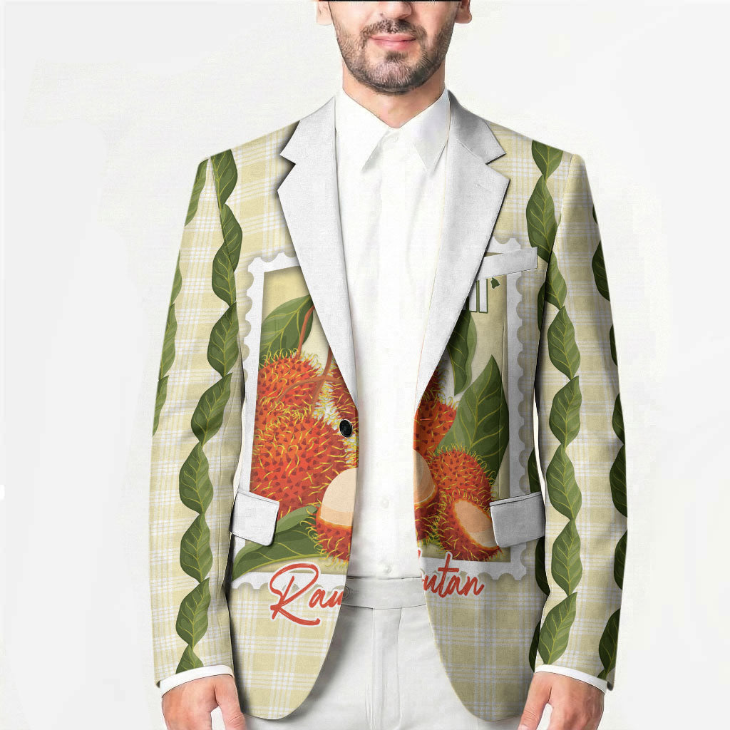 Aloha Hawaii Rambutan Palaka Motifs Blazer Hawaiian Fruit Stylized Stamp LT14 - Polynesian Pride