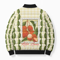 Aloha Hawaii Rambutan Palaka Motifs Bomber Puffer Jacket Hawaiian Fruit Stylized Stamp LT14 - Polynesian Pride