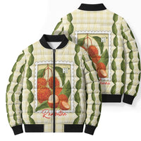 Aloha Hawaii Rambutan Palaka Motifs Bomber Puffer Jacket Hawaiian Fruit Stylized Stamp LT14 - Polynesian Pride