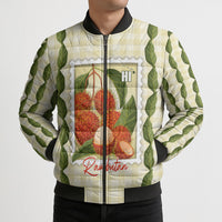 Aloha Hawaii Rambutan Palaka Motifs Bomber Puffer Jacket Hawaiian Fruit Stylized Stamp LT14 - Polynesian Pride