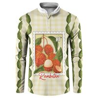 Aloha Hawaii Rambutan Palaka Motifs Button Sweatshirt Hawaiian Fruit Stylized Stamp LT14 Yellow - Polynesian Pride