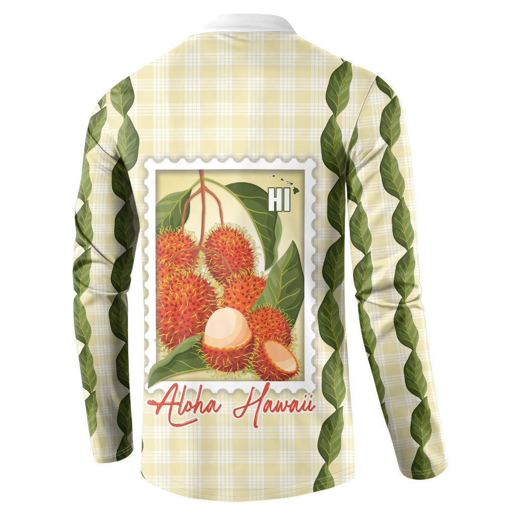 Aloha Hawaii Rambutan Palaka Motifs Button Sweatshirt Hawaiian Fruit Stylized Stamp LT14 - Polynesian Pride