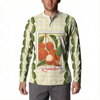 Aloha Hawaii Rambutan Palaka Motifs Button Sweatshirt Hawaiian Fruit Stylized Stamp LT14 - Polynesian Pride