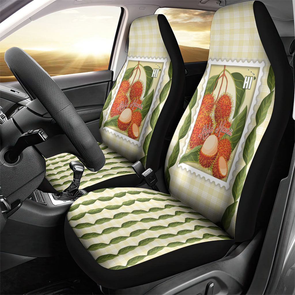 Aloha Hawaii Rambutan Palaka Motifs Car Seat Cover Hawaiian Fruit Stylized Stamp LT14 - Polynesian Pride