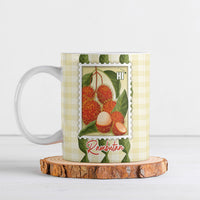 Aloha Hawaii Rambutan Palaka Motifs Ceramic Mug Hawaiian Fruit Stylized Stamp LT14 Yellow - Polynesian Pride