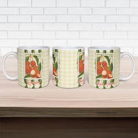 Aloha Hawaii Rambutan Palaka Motifs Ceramic Mug Hawaiian Fruit Stylized Stamp LT14 - Polynesian Pride