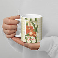 Aloha Hawaii Rambutan Palaka Motifs Ceramic Mug Hawaiian Fruit Stylized Stamp LT14 - Polynesian Pride