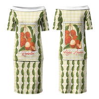 Aloha Hawaii Rambutan Palaka Motifs Couples Matching Puletasi and Hawaiian Shirt Hawaiian Fruit Stylized Stamp LT14 - Polynesian Pride