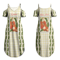 Aloha Hawaii Rambutan Palaka Motifs Couples Matching Summer Maxi Dress and Long Sleeve Button Shirt Hawaiian Fruit Stylized Stamp LT14 - Polynesian Pride