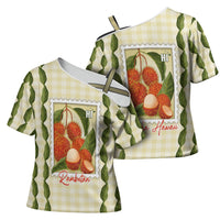Aloha Hawaii Rambutan Palaka Motifs Cross Shoulder Shirt Hawaiian Fruit Stylized Stamp LT14 - Polynesian Pride