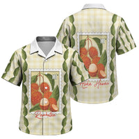Aloha Hawaii Rambutan Palaka Motifs Family Matching Off Shoulder Short Dress and Hawaiian Shirt Hawaiian Fruit Stylized Stamp LT14 Son's Shirt Yellow - Polynesian Pride