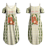 Aloha Hawaii Rambutan Palaka Motifs Family Matching Summer Maxi Dress and Hawaiian Shirt Hawaiian Fruit Stylized Stamp LT14 Mom's Dress Yellow - Polynesian Pride