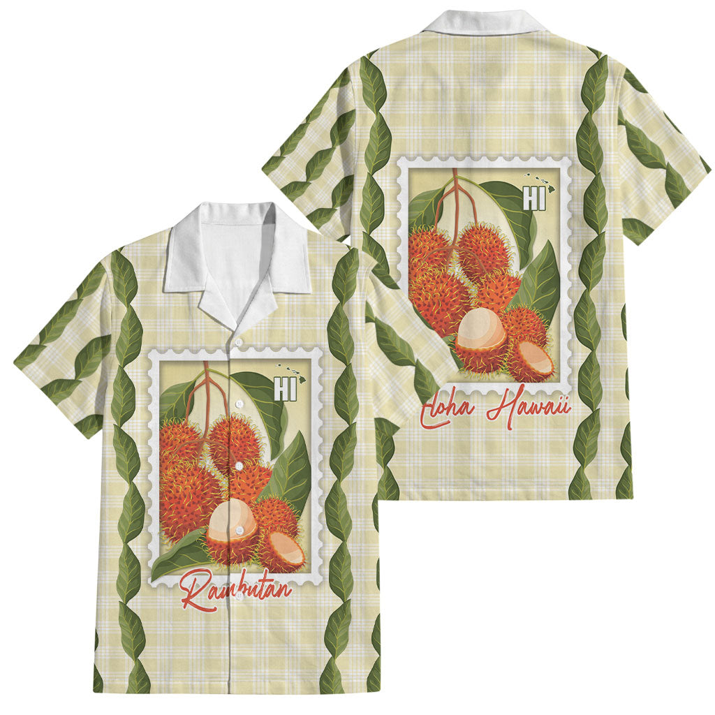 Aloha Hawaii Rambutan Palaka Motifs Family Matching Summer Maxi Dress and Hawaiian Shirt Hawaiian Fruit Stylized Stamp LT14 Dad's Shirt - Short Sleeve Yellow - Polynesian Pride