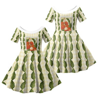Aloha Hawaii Rambutan Palaka Motifs Family Matching Summer Maxi Dress and Hawaiian Shirt Hawaiian Fruit Stylized Stamp LT14 Daughter's Dress Yellow - Polynesian Pride