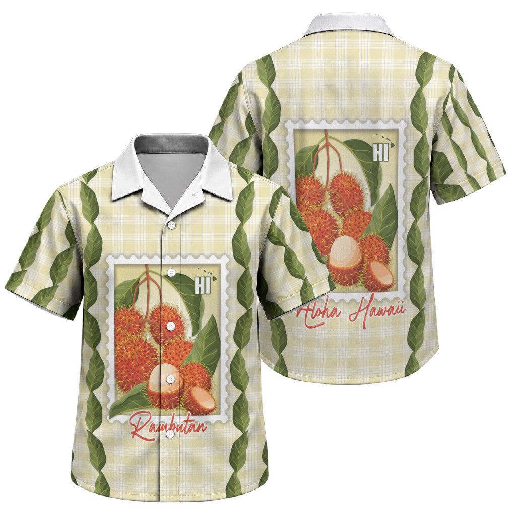 Aloha Hawaii Rambutan Palaka Motifs Family Matching Summer Maxi Dress and Hawaiian Shirt Hawaiian Fruit Stylized Stamp LT14 Son's Shirt Yellow - Polynesian Pride