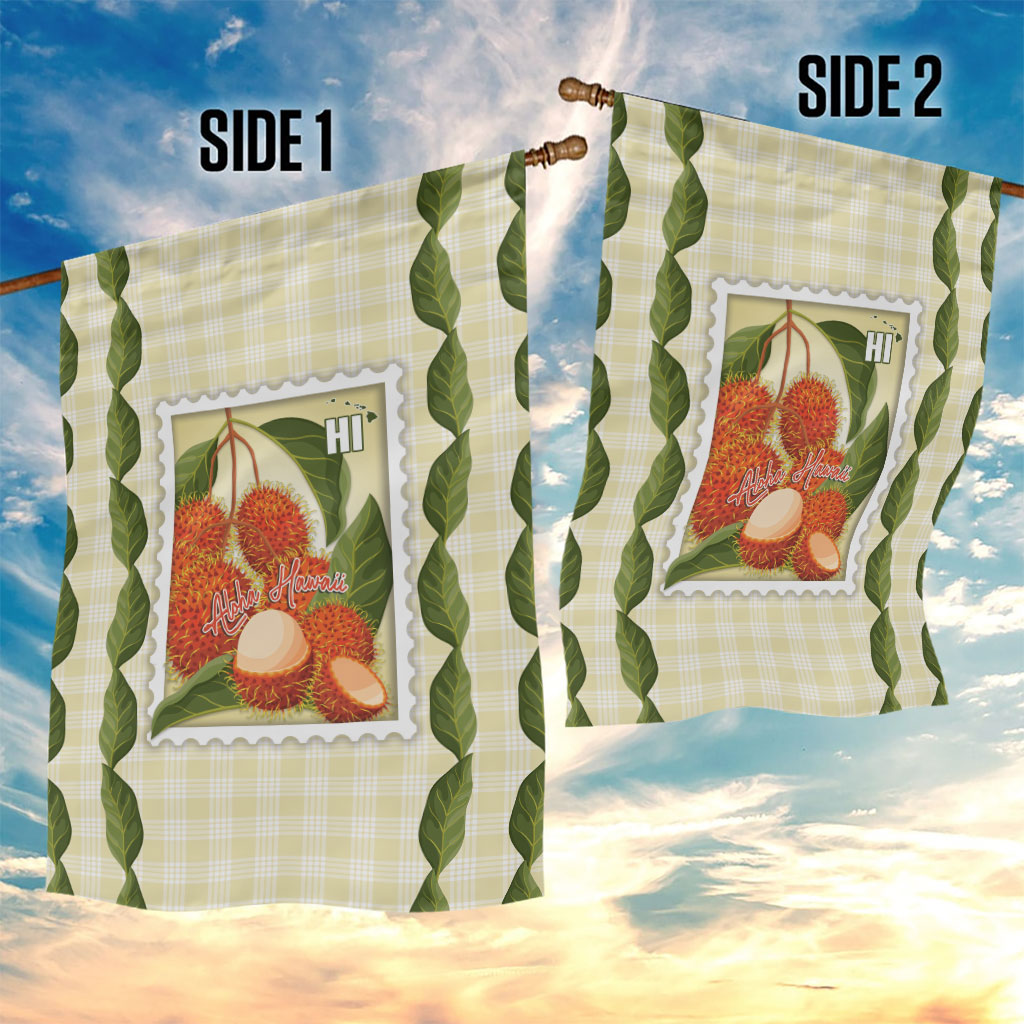 Aloha Hawaii Rambutan Palaka Motifs Garden Flag Hawaiian Fruit Stylized Stamp LT14 - Polynesian Pride