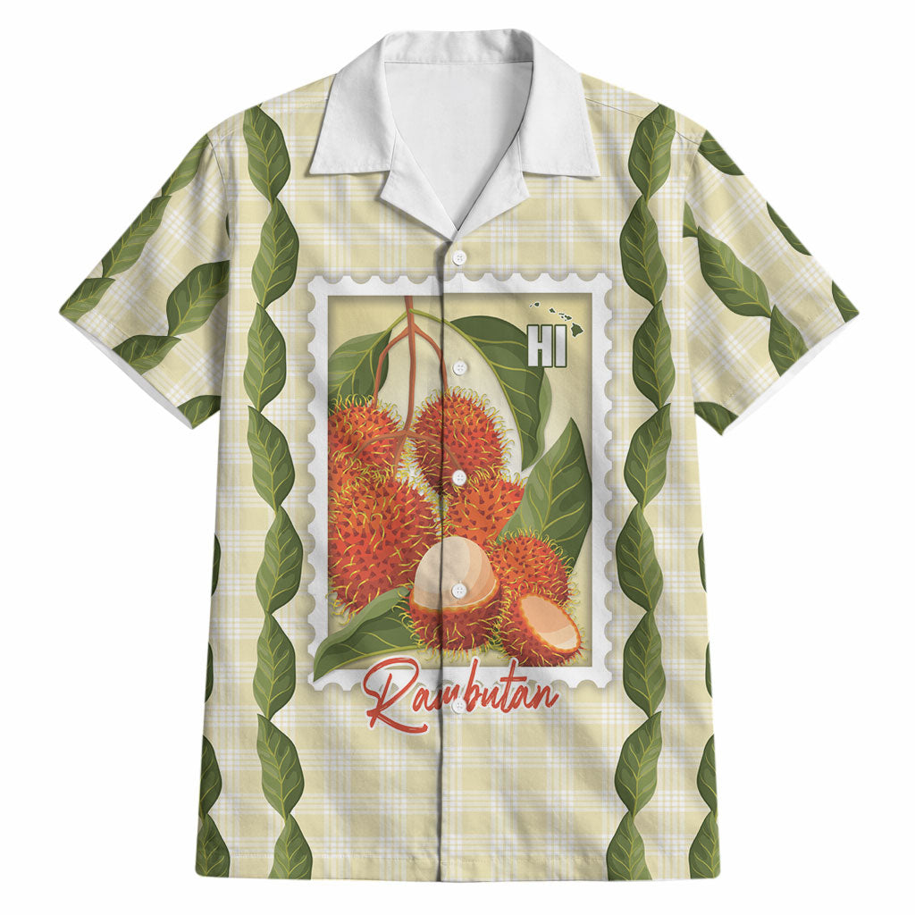 Aloha Hawaii Rambutan Palaka Motifs Hawaiian Shirt Hawaiian Fruit Stylized Stamp LT14 Yellow - Polynesian Pride