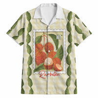 Aloha Hawaii Rambutan Palaka Motifs Hawaiian Shirt Hawaiian Fruit Stylized Stamp LT14 Yellow - Polynesian Pride