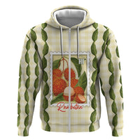 Aloha Hawaii Rambutan Palaka Motifs Hoodie Hawaiian Fruit Stylized Stamp LT14 Zip Hoodie Yellow - Polynesian Pride