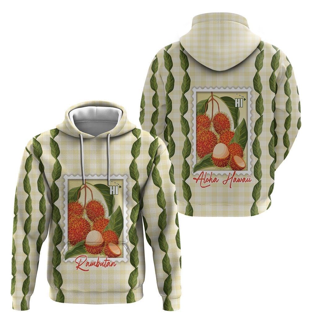 Aloha Hawaii Rambutan Palaka Motifs Hoodie Hawaiian Fruit Stylized Stamp LT14 - Polynesian Pride