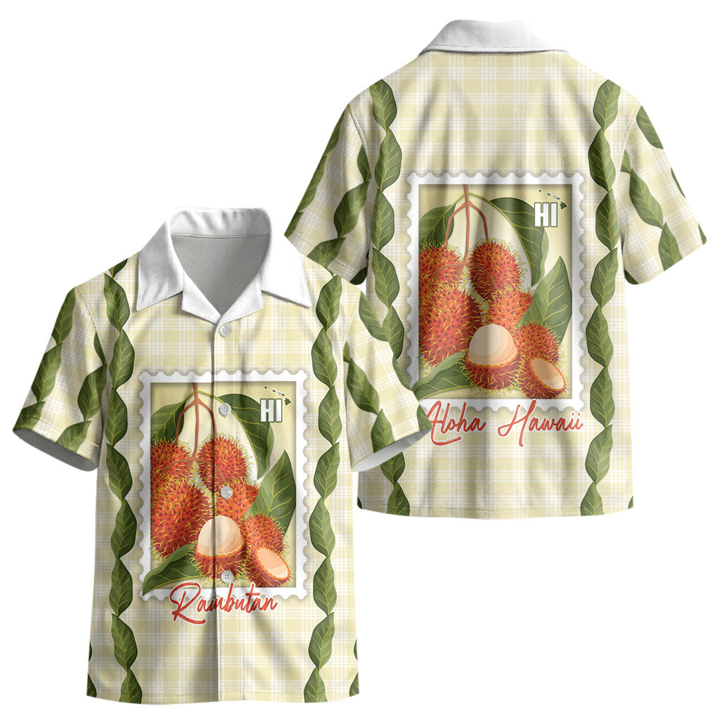 Aloha Hawaii Rambutan Palaka Motifs Kid Hawaiian Shirt Hawaiian Fruit Stylized Stamp LT14 - Polynesian Pride