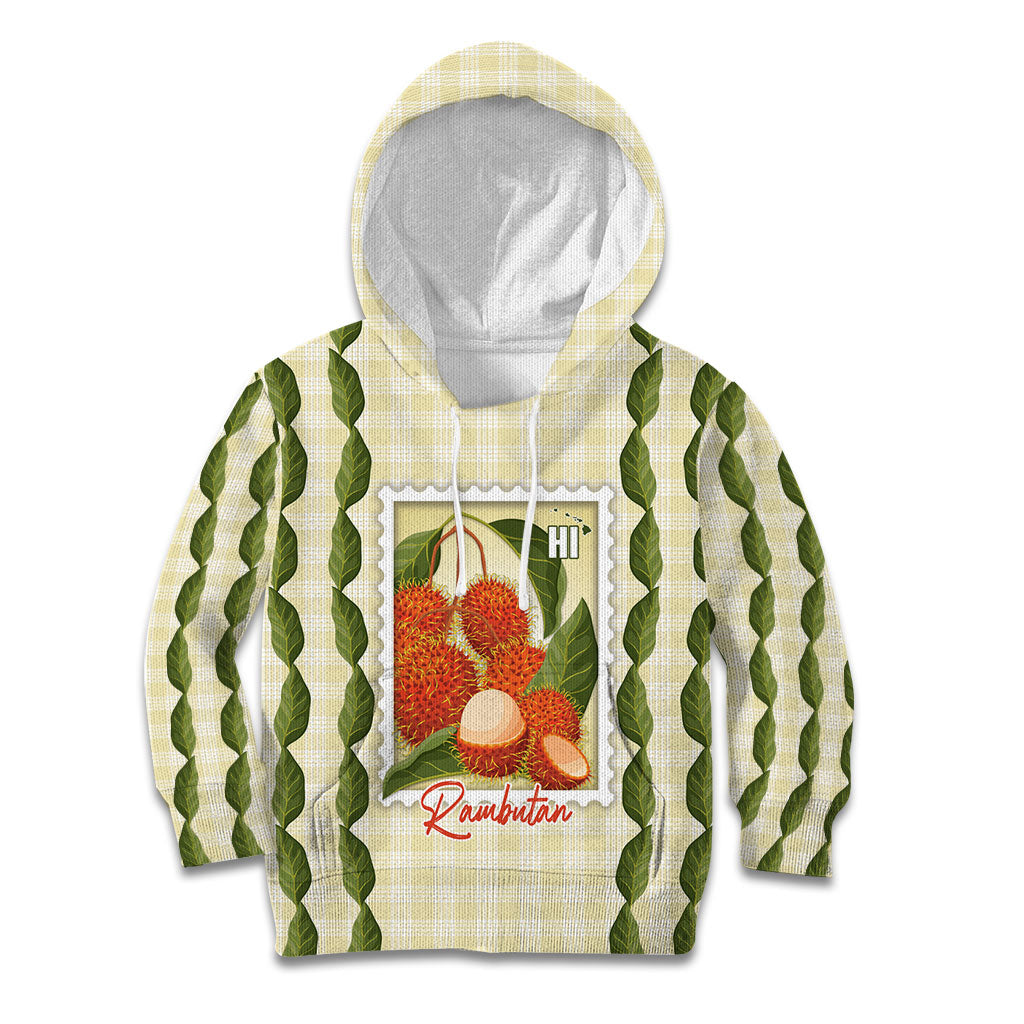 Aloha Hawaii Rambutan Palaka Motifs Kid Hoodie Hawaiian Fruit Stylized Stamp LT14 Hoodie Yellow - Polynesian Pride