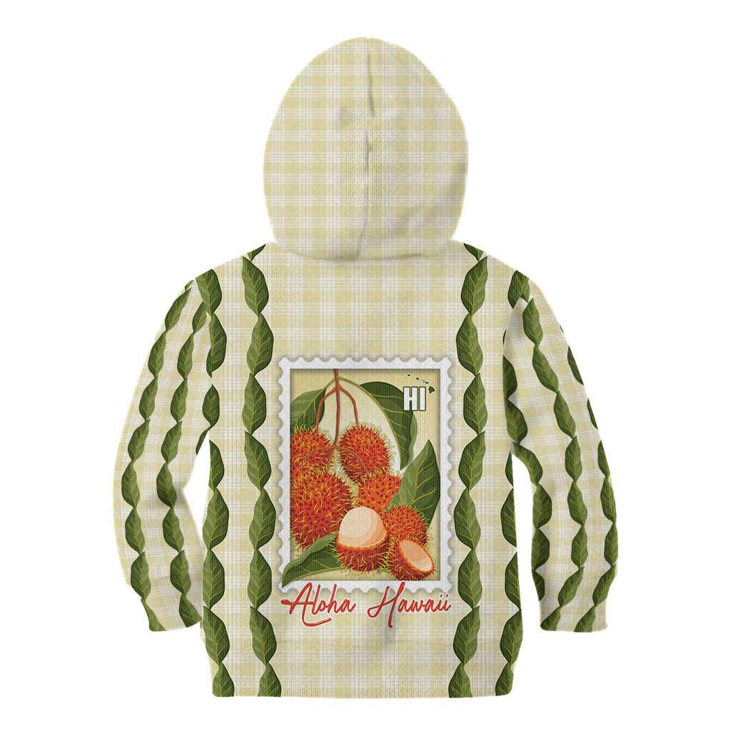 Aloha Hawaii Rambutan Palaka Motifs Kid Hoodie Hawaiian Fruit Stylized Stamp LT14 - Polynesian Pride